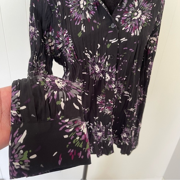 Y2k ruffle purple long sleeve floral top - Picture 2 of 6